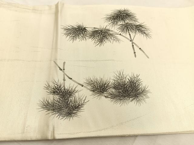 平和屋着物◎六通柄袋帯　手描き　笹竹文　引箔　正絹　逸品　BAAU6596yc