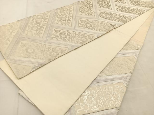 平和屋着物◎六通柄袋帯　唐織　檜垣花唐草文　銀糸　正絹　逸品　BAAU6600yc