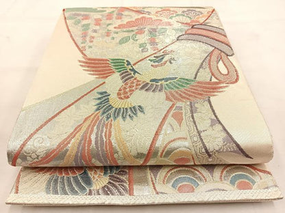 平和屋着物◎九百佐賀錦　六通柄袋帯　鳳凰束ね熨斗吉祥文　金銀糸　正絹　逸品　BAAU6611yc