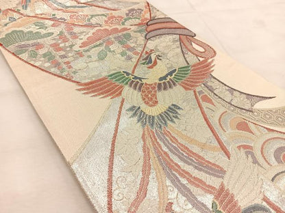 平和屋着物◎九百佐賀錦　六通柄袋帯　鳳凰束ね熨斗吉祥文　金銀糸　正絹　逸品　BAAU6611yc