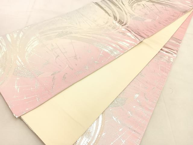 平和屋着物◎六通柄袋帯　孔雀　銀糸　正絹　逸品　BAAU6613yc