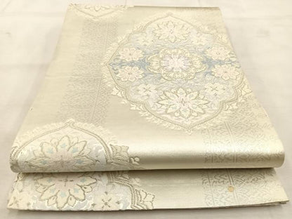 平和屋着物◎六通柄袋帯　唐織　正倉院更紗花文　銀糸　正絹　逸品　BAAU6643yc