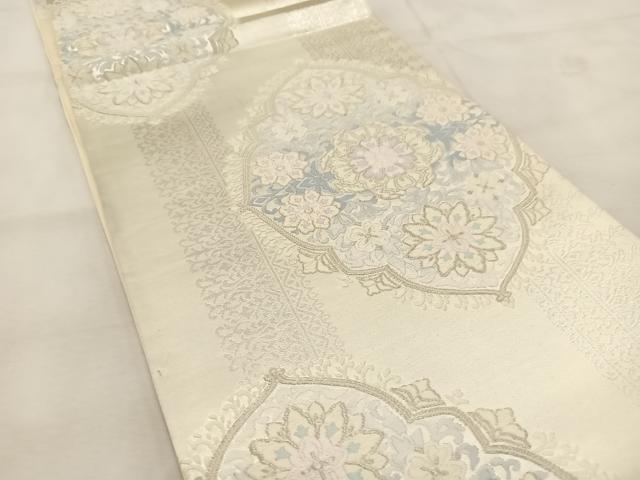 平和屋着物◎六通柄袋帯　唐織　正倉院更紗花文　銀糸　正絹　逸品　BAAU6643yc