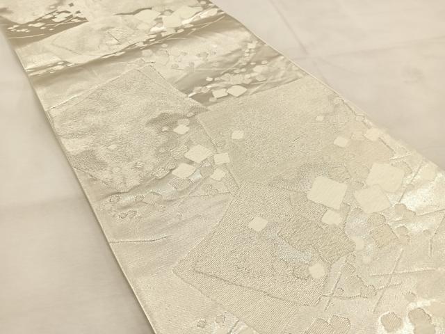 平和屋着物◎六通柄袋帯　唐織　色紙重ね文　銀糸　正絹　逸品　BAAU6646yc