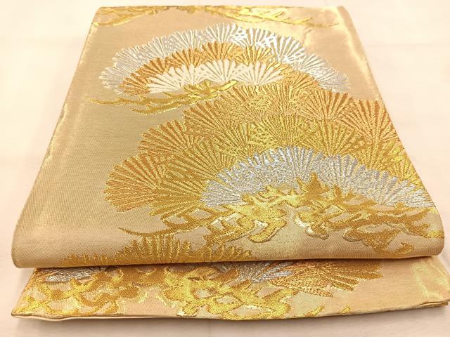 平和屋着物◎六通柄袋帯　唐織　笠松　金銀糸　正絹　逸品　BAAU6657yc