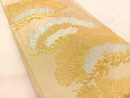 平和屋着物◎六通柄袋帯　唐織　笠松　金銀糸　正絹　逸品　BAAU6657yc