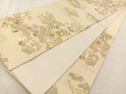 平和屋着物◎六通柄袋帯　唐織　珀鳳絵巻　金糸　正絹　逸品　BAAU6659yc