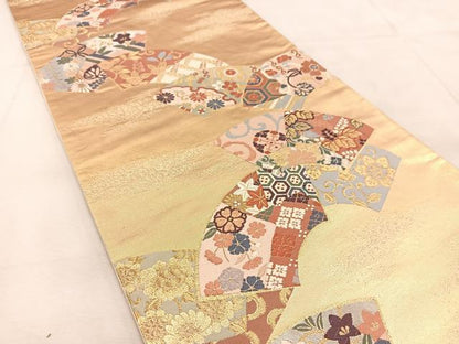 平和屋着物◎六通柄袋帯　唐織　地紙花文　金銀糸　正絹　逸品　BAAU6674yc