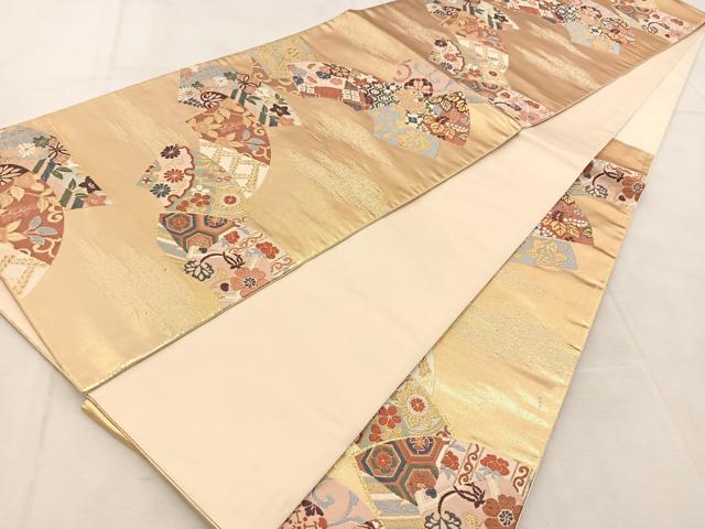 平和屋着物◎六通柄袋帯　唐織　地紙花文　金銀糸　正絹　逸品　BAAU6674yc