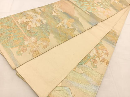 平和屋着物◎六通柄袋帯　風景松文　金銀糸　正絹　逸品　BAAU6682yc