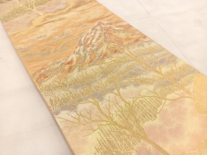 平和屋着物◎六通柄袋帯　遠山風景文　金銀糸　正絹　逸品　BAAU6685yc