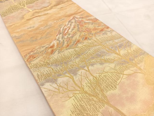平和屋着物◎六通柄袋帯　遠山風景文　金銀糸　正絹　逸品　BAAU6685yc