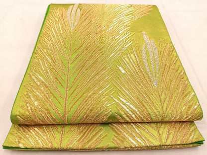 平和屋着物◎六通柄袋帯　弥生　若松葉　金銀糸　正絹　逸品　BAAU6691yc