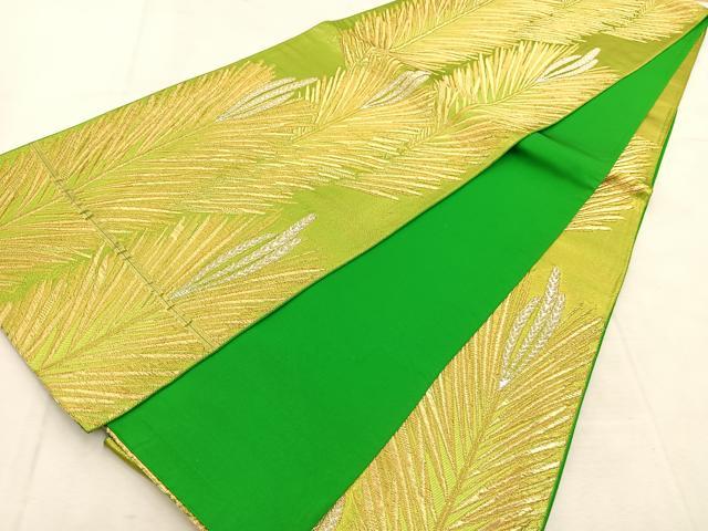 平和屋着物◎六通柄袋帯　弥生　若松葉　金銀糸　正絹　逸品　BAAU6691yc