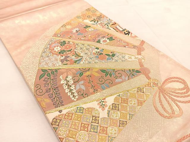 平和屋着物◎六通柄袋帯　唐織　吉祥花文　金糸　引箔　正絹　逸品　BAAU6710yc