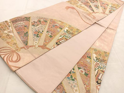 平和屋着物◎六通柄袋帯　唐織　吉祥花文　金糸　引箔　正絹　逸品　BAAU6710yc