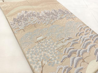 平和屋着物◎六通柄袋帯　唐織　遠山風景文　金銀糸　正絹　逸品　BAAU6718yc
