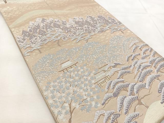平和屋着物◎六通柄袋帯　唐織　遠山風景文　金銀糸　正絹　逸品　BAAU6718yc