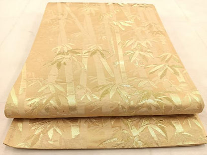 平和屋着物◎六通柄袋帯　竹林　金糸　正絹　逸品　BAAU6728yc