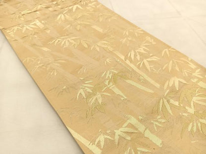 平和屋着物◎六通柄袋帯　竹林　金糸　正絹　逸品　BAAU6728yc