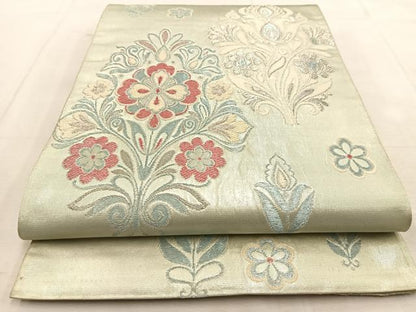 平和屋着物◎六通柄袋帯　唐織　宝相華　銀糸　正絹　逸品　BAAU6732yc