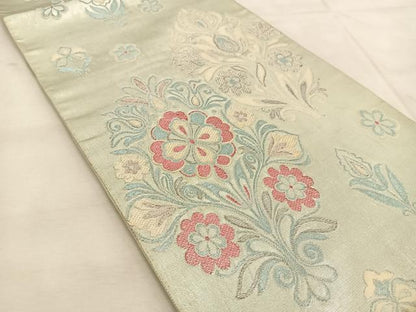 平和屋着物◎六通柄袋帯　唐織　宝相華　銀糸　正絹　逸品　BAAU6732yc