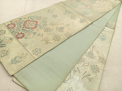 平和屋着物◎六通柄袋帯　唐織　宝相華　銀糸　正絹　逸品　BAAU6732yc