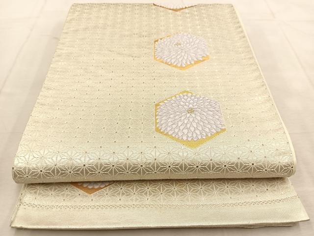 平和屋着物◎六通柄袋帯　唐織　亀甲菊間道　金銀糸　正絹　逸品　BAAU6733yc