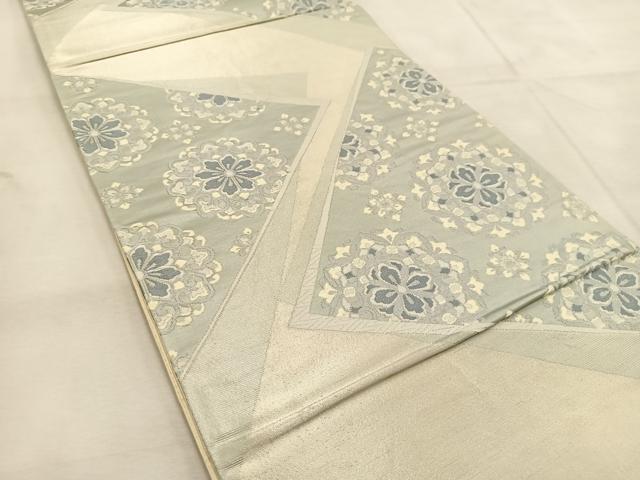 平和屋着物◎六通柄袋帯　唐織　色紙重ね正倉院花文　銀糸　正絹　逸品　BAAU6735yc