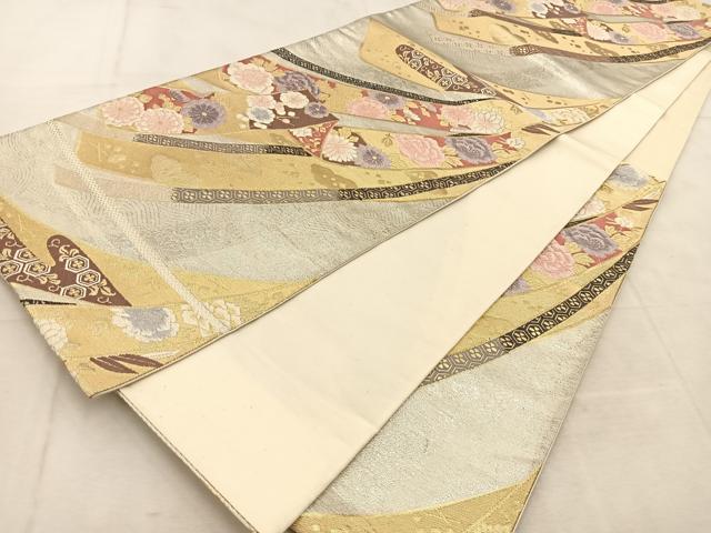 平和屋着物◎六通柄袋帯　唐織　熨斗花文　金銀糸　正絹　逸品　BAAU6742yc