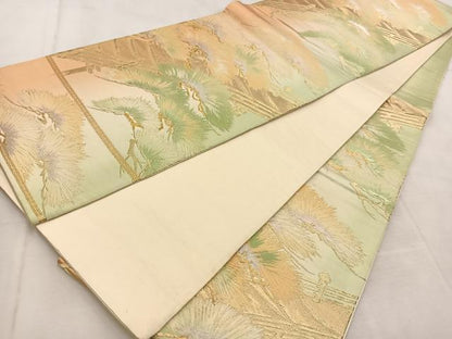 平和屋着物◎六通柄袋帯　渡橋笠松文　金銀糸　正絹　逸品　BAAU6750yc