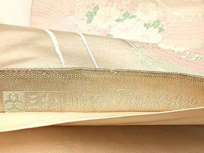 平和屋着物◎六通柄袋帯　唐織　花流水　銀糸　正絹　逸品　BAAU6761yc