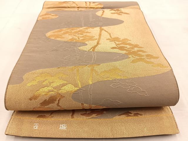 平和屋着物◎六通柄袋帯　古城　金糸　正絹　逸品　BAAU6767yc