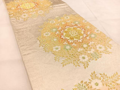 平和屋着物◎六通柄袋帯　唐織　正倉院花文　金銀糸　正絹　逸品　BAAU6770yc