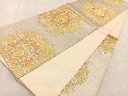 平和屋着物◎六通柄袋帯　唐織　正倉院花文　金銀糸　正絹　逸品　BAAU6770yc