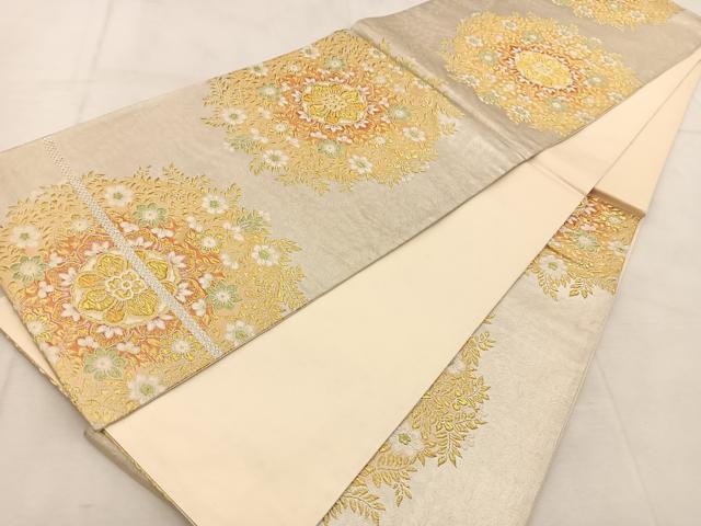 平和屋着物◎六通柄袋帯　唐織　正倉院花文　金銀糸　正絹　逸品　BAAU6770yc