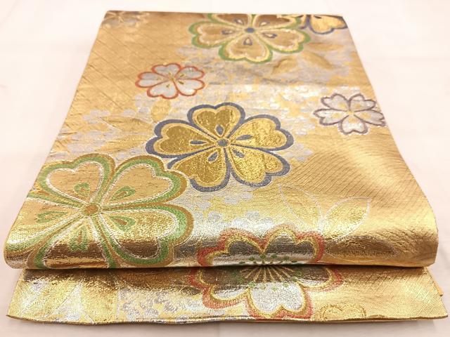 平和屋着物◎六通柄袋帯 優貴 金銀糸 正絹 逸品 BAAU6784yc