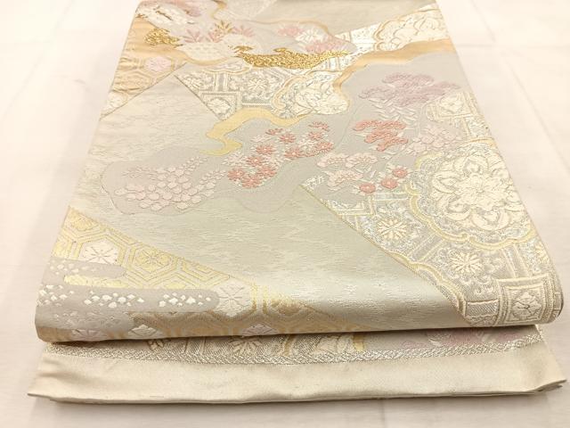 平和屋着物◎六通柄袋帯　唐織　正倉院風景花文　金銀糸　正絹　逸品　BAAU6797yc
