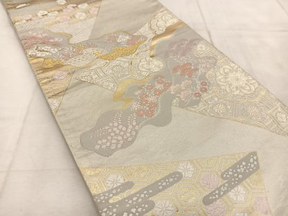平和屋着物◎六通柄袋帯　唐織　正倉院風景花文　金銀糸　正絹　逸品　BAAU6797yc
