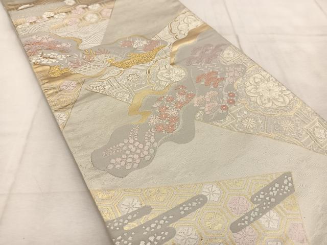 平和屋着物◎六通柄袋帯　唐織　正倉院風景花文　金銀糸　正絹　逸品　BAAU6797yc