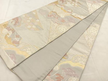 平和屋着物◎六通柄袋帯　唐織　正倉院風景花文　金銀糸　正絹　逸品　BAAU6797yc