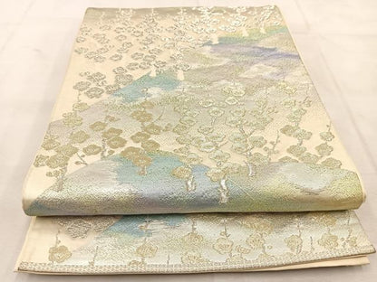 平和屋着物◎六通柄袋帯　槍梅文　金銀糸　正絹　逸品　BAAU6801yc