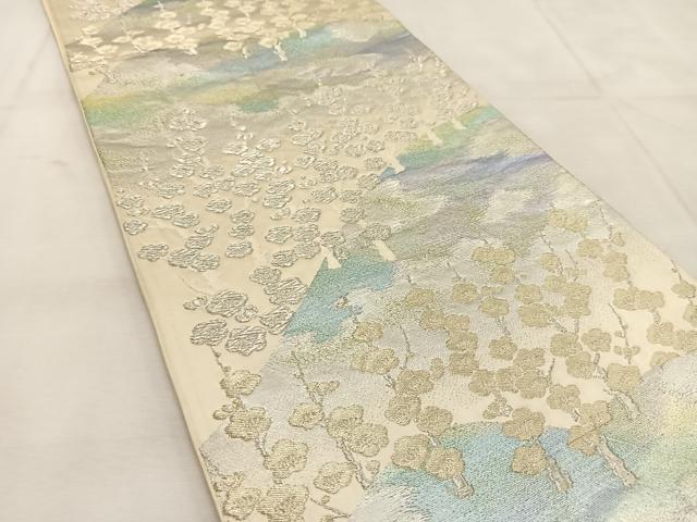 平和屋着物◎六通柄袋帯　槍梅文　金銀糸　正絹　逸品　BAAU6801yc
