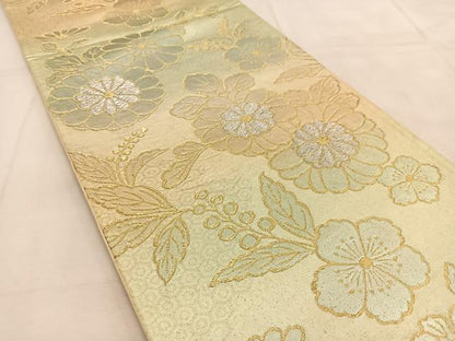 平和屋着物◎六通柄袋帯　舞花文　金銀糸　正絹　逸品　BAAU6808yc