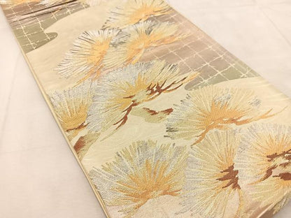 平和屋着物◎六通柄袋帯　笠松　金銀糸　正絹　逸品　BAAU6813yc