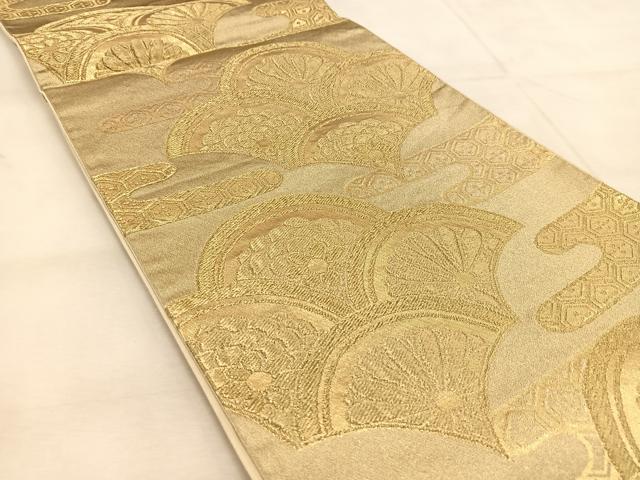 平和屋着物◎六通柄袋帯　エ霞青海波　金糸　正絹　逸品　BAAU6845yc