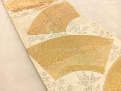 平和屋着物◎六通柄袋帯　地紙風景花文　金銀糸　正絹　逸品　BAAU6850yc