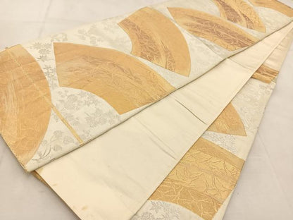平和屋着物◎六通柄袋帯　地紙風景花文　金銀糸　正絹　逸品　BAAU6850yc