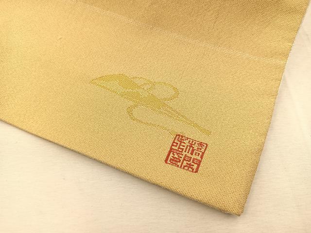 平和屋着物◎両面　全通柄袋帯　橋閑歩　綴れ　美保姿　御所車孔雀花文　銀糸　正絹　逸品　BAAU6900yc