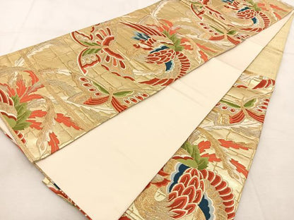 平和屋着物◎六通柄袋帯　唐織　鳳凰舞蝶文　金銀糸　正絹　逸品　BAAU6975yc